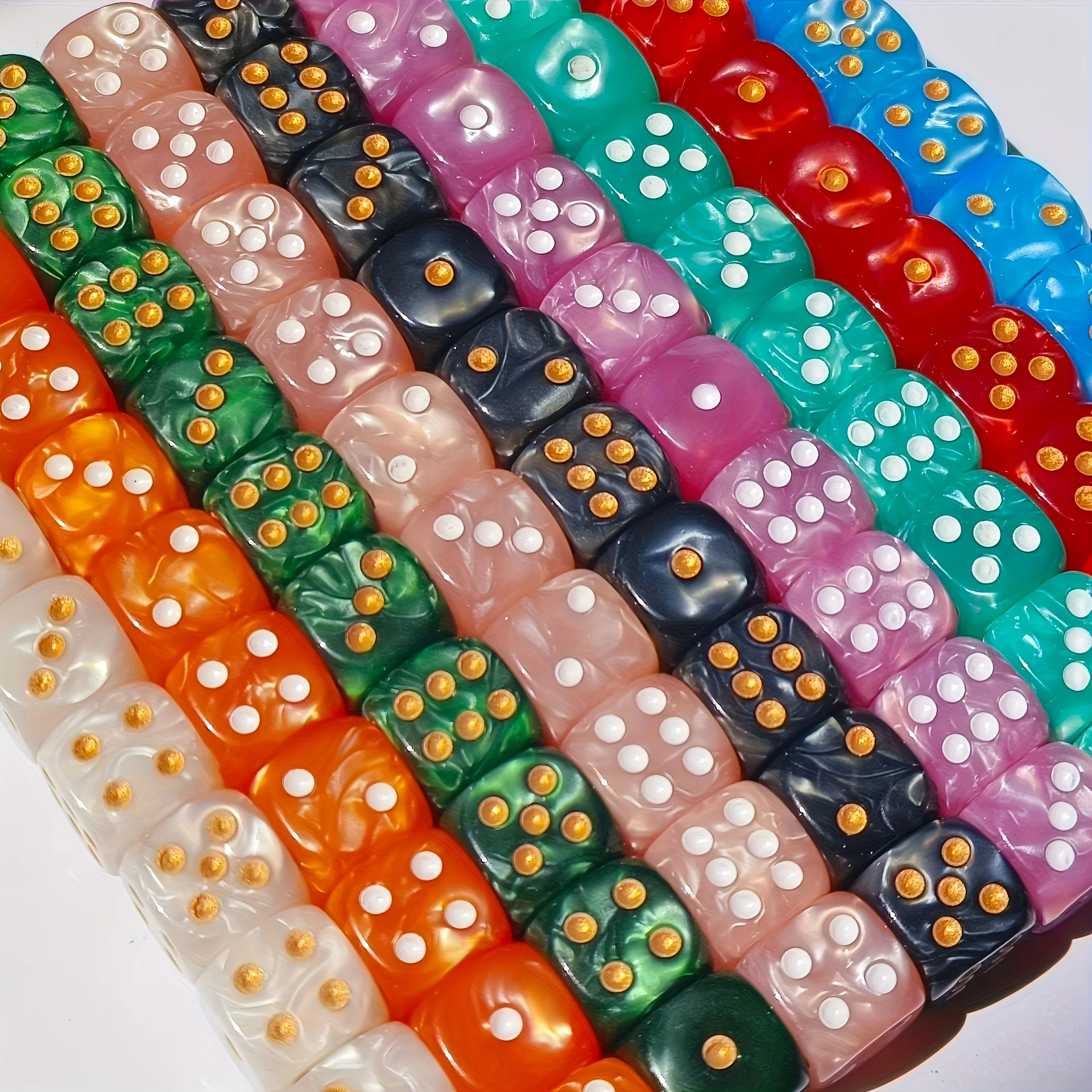 10Pcs 12mm Pearl Swirl D6 Dice - Board Game Live recension och pris