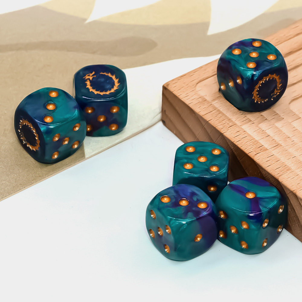 6Pcs Deep Sea Gold Flame D6 Di - Board Game Live recension och pris